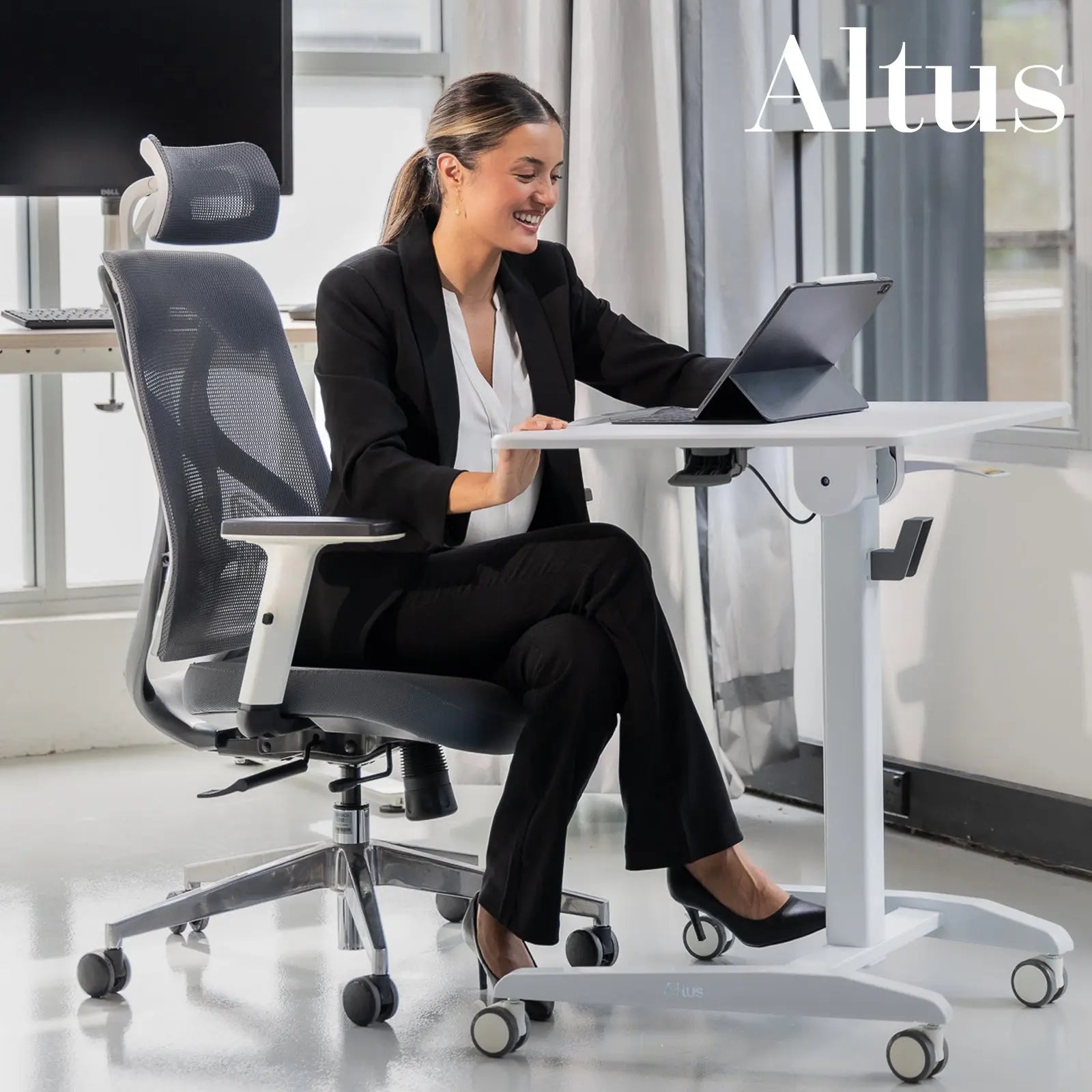 Altus Mobile Sit Stand Desk Laptop Table Adjustable Height Office – RIDEO