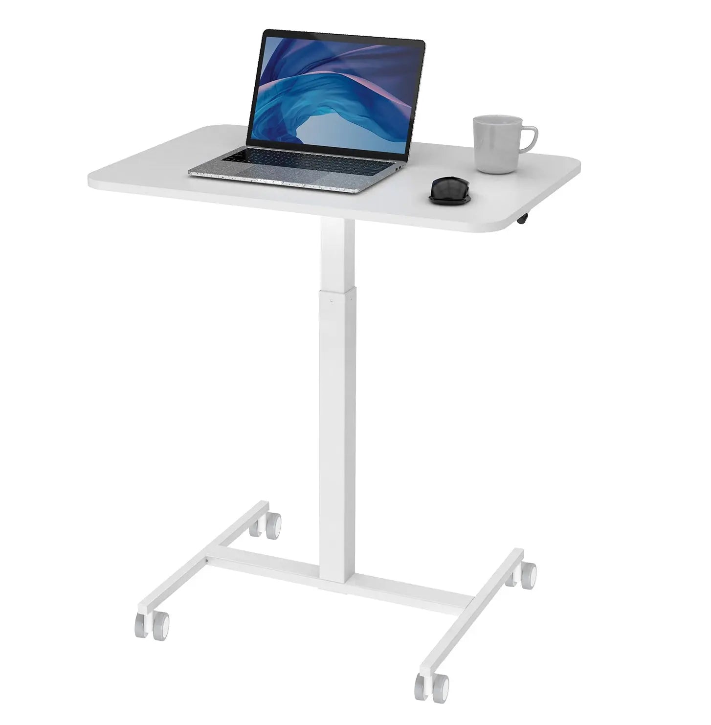 Altus Pneumatic Sit to Stand Rolling Desk with Tiltable Desktop – RIDEO