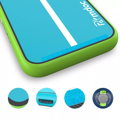 Rimdoc Inflatable Air Track Gymnastics Tumbling Mat Aqua Color Incl. Electric Pump - RIDEO